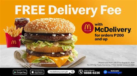 free delivery mcdo